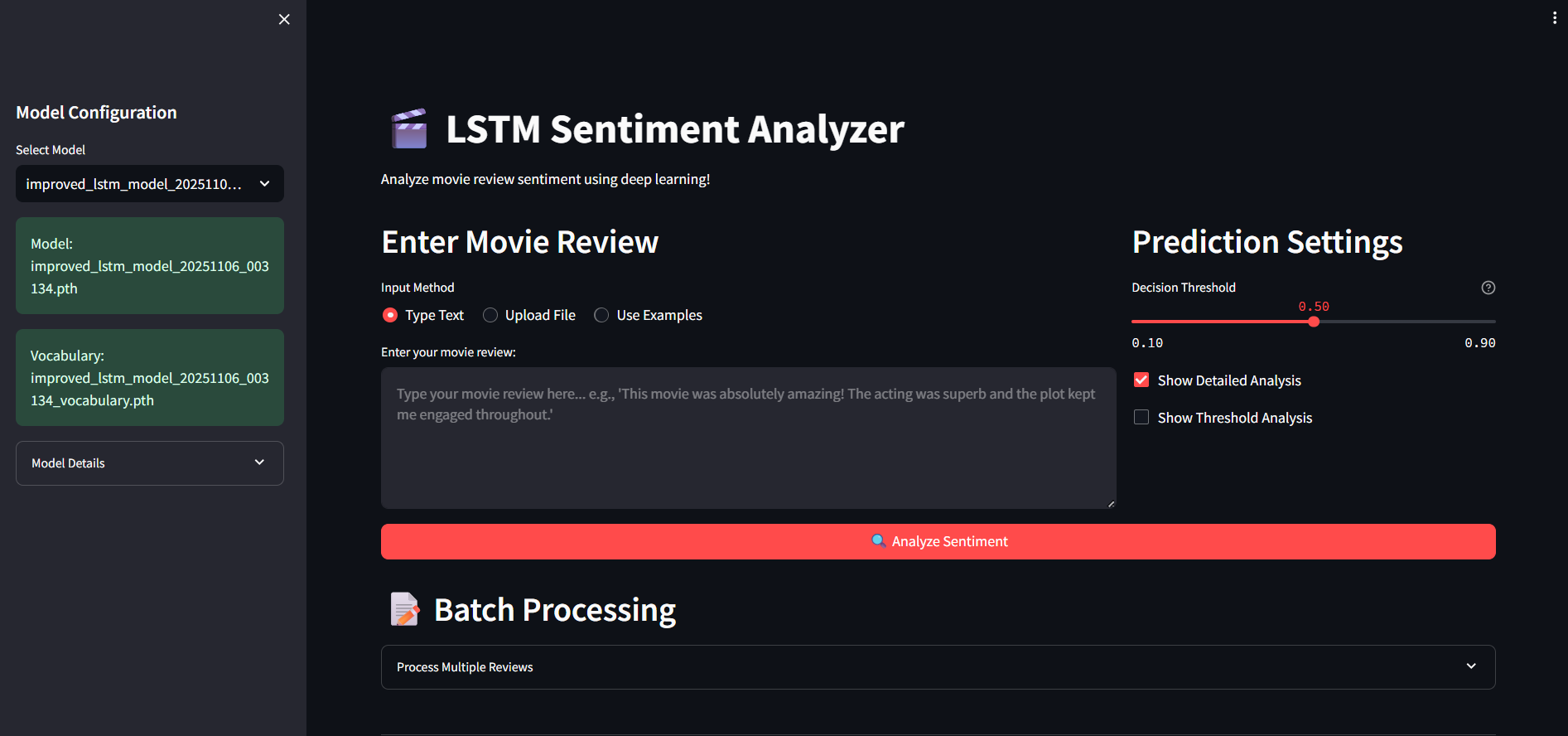 Movie Review Sentiment Analysis Using LSTM